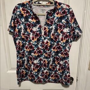 Coral Bay Golf multi color floral polo top